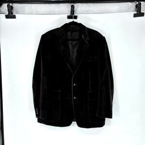 Vintage Men's Black Cotton Corduroy Two Button Blazer - 44R